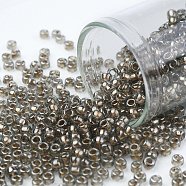 TOHO Round Seed Beads, Japanese Seed Beads, (993) Gilt Lined Black Diamond, 8/0, 3mm, Hole: 1mm, about 222pcs/10g(X-SEED-TR08-0993)