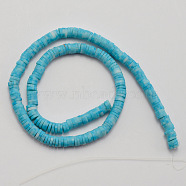 Handmade Polymer Clay Beads Strand. DIY Accessories for Bracklet & Necklace Making, Flat Round, Sky Blue, 6x1mm, Hole: 1.5mm, about 330pcs/strand, 15.35''(39cm)(CLAY-TAC0002-01B-06)