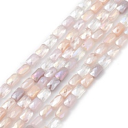 Gradient Color Electroplate Glass Bead Strands, AB Color Plated, Faceted, Rectangle, Misty Rose, 6.6x4.4x3mm, Hole: 1mm, about 77~83pcs/strand, 20.59~21.46 inch(52.3~54.5cm)(GLAA-E042-01E)
