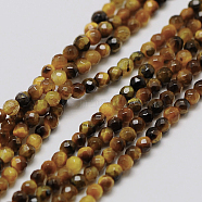 Natural Tiger Eye Beads Strands, Faceted Round, 3mm, Hole: 0.8mm, about 126pcs/strand, 15 inch(G-A129-3mm-C02)