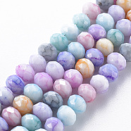 Opaque Baking Painted Glass Beads Strands, Imitation Stones, Faceted, Rondelle, Colorful, 6x5mm, Hole: 1mm, about 80~81pcs/strand, 14.76 inch~14.96 inch(37.5~38cm)(EGLA-N006-009A-A09)