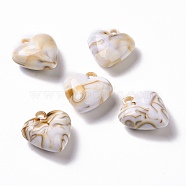 Acrylic Pendants, Imitation Gemstone Style, Heart Charms, BurlyWood, 25.5x23.5x10mm, Hole: 2.2mm, about 144pcs/500g(OACR-C011-33)