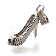 Anti-Tarnish 304 Stainless Steel Pendants, High-heeled Shoes Charm, Stainless Steel Color, 25.5x6.5x11mm, Hole: 3.5x6mm(STAS-U035-40P)