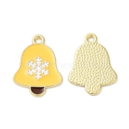 Christmas Alloy Enamel Pendants, Golden, Christmas Bell, 19x14x1mm, Hole: 1.6mm(ENAM-D050-13H-01G)