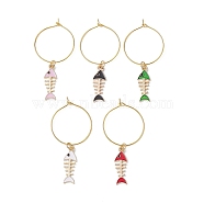 Alloy Enamel Wine Glass Charms, with Brass Wine Glass Charm Rings, Mixed Color, 54mm(AJEW-JO00226)