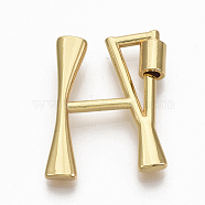 Brass Screw Carabiner Lock Charms, for Necklaces Making, Real 18K Gold Plated, Nickel Free, Letter.H, 29.5x23x2.5mm(KK-T046-001G-H-NF)