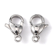 304 Stainless Steel Lobster Claw Clasps, Parrot Trigger Clasps, Stainless Steel Color, 13x8x4mm, Hole: 1.5mm(X-STAS-M262-01-13mm)