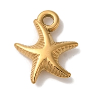 Ion Plating(IP) 304 Stainless Steel Pendants, Starfish Charm, Golden, 15.5x13.5x3.5mm, Hole: 2mm(STAS-M017-07G)