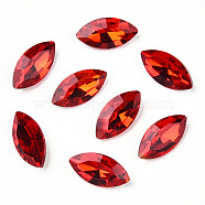 Pointed Back Glass Rhinestone Cabochons, Back Plated, Faceted, Horse Eye, Light Siam, 6x3x2mm(RGLA-T083-3x6mm-07)