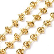 Brass Cable Chains, with Spool, Unwelded, Knot, Real 18K Gold Plated, 12x6x1.5mm and 9.5x2mm(CHC-D028-21G)