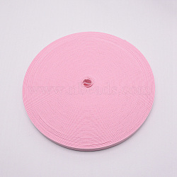 Polyester Resistance Elastic Cord, Overlock Ribbon, Pink, 15x1mm, 30yard/roll(EW-WH0003-03E)