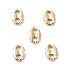 Brass Links Connectors, Long-Lasting Plated, Cadmium Free & Lead Free, Oval, Real 18K Gold Plated, 7x5x1.5mm, Hole: 1.8mm(KK-P207-019G-RS)