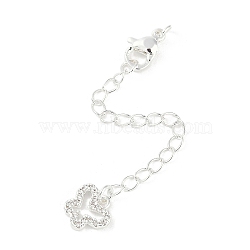 Brass Micro Pave Cubic Zirconia Ends with Chains, Butterfly, 925 Sterling Silver Plated, 75mm, Hole: 2.5mm(KK-U043-01S)