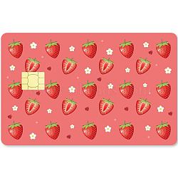 PVC Plastic Waterproof Card Stickers, Self-adhesion Card Skin for Bank Card Decor, Rectangle, Strawberry, 186.3x137.3mm(DIY-WH0432-194)