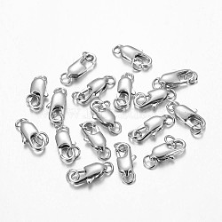 Platinum Plated Brass Lobster Claw Clasps for Jewelry Making, with Jump Rings, Cadmium Free & Lead Free, 16x6mm, Hole: 2.5mm(X-KK-KK802-P)