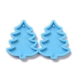 DIY Christams Tree Pendant Silicone Molds, Resin Casting Molds, For UV Resin, Epoxy Resin Jewelry Making, Deep Sky Blue, 41x68x5mm, Hole: 1.5mm, Inner Diameter: 37x31mm(DIY-D060-36)