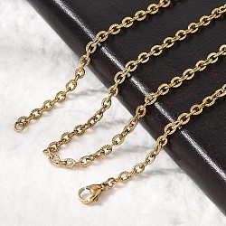 304 Stainless Steel Cable Chain Necklaces, with Lobster Claw Clasps, Golden, 23.4 inch(59.4cm), 3mm(STAS-O053-33G)
