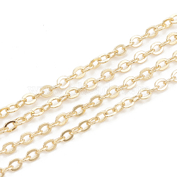 3.28 Feet Brass Cable Chains, Soldered, Flat Oval, Nickel Free, Real 18K Gold Plated, 2x1.5x0.1mm(X-CHC-N015-11G)
