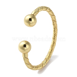 Rack Plating Brass Cuff Bangles, Torque Bangles, Lead Free & Cadmium Free, Real 18K Gold Plated, Inner Diameter: 2-7/8x2-3/8 inch(7.2x6.1cm)(BJEW-H326-03G)