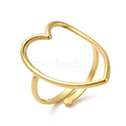 304 Stainless Steel Adjustable Rings, Hollow Heart, Golden, Inner Diameter: 17.2mm(RJEW-Q780-02G)