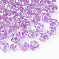 1-Hole Transparent Acrylic Buttons, AB Color Plated, Star, Medium Purple, 13.5x14x11.5mm, Hole: 2.5mm, about 900pcs/500g(MACR-S373-129-C06)
