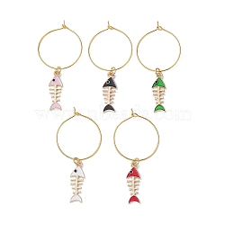 Alloy Enamel Wine Glass Charms, with Brass Wine Glass Charm Rings, Mixed Color, 54mm(AJEW-JO00226)