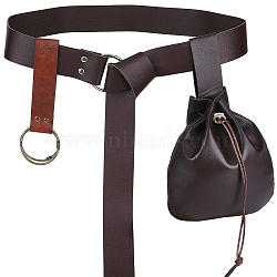 1Pc Medieval  PU Imitation Leather Wallets, with 1Pc PU Rectangle PU Leather Belt Strap and 1Pc Wrap Around Chain Belts, Coconut Brown, Bag: 270x162x6.5mm(AJEW-CL0003-69A)