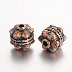 Tibetan Style Alloy Beads, Cadmium Free & Nickel Free & Lead Free, Round, Red Copper, 10x10mm, Hole: 2mm.(X-RLF0749Y-NF)