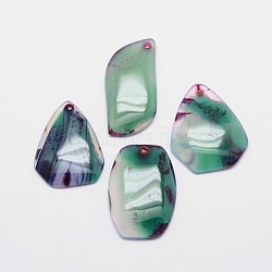 Mixed Shape Natural Agate Pendants, Dyed, 36~60x20~39x6mm, Hole: 2mm(G-L418-34)