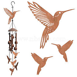 Iron Pendant Decoration, Wind Chime, with Rope and Hooks, Bird, 76.2~140x76.2~140mm(HJEW-WH0086-002)