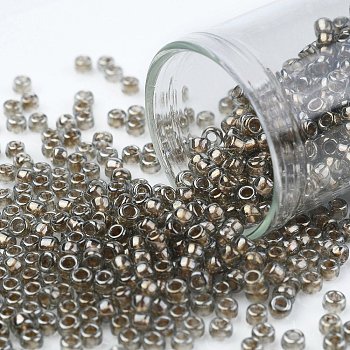 TOHO Round Seed Beads, Japanese Seed Beads, (993) Gilt Lined Black Diamond, 8/0, 3mm, Hole: 1mm, about 222pcs/10g