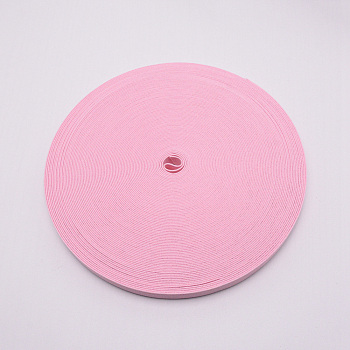 Polyester Resistance Elastic Cord, Overlock Ribbon, Pink, 15x1mm, 30yard/roll