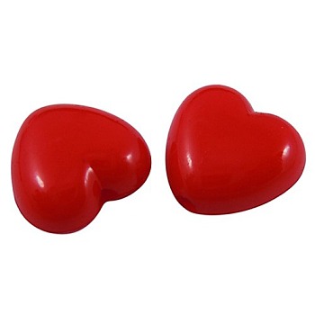 Red Heart Acrylic Beads, Great for Mother's Day Gifts Making, Size: about 10mm long, 11mm wide, 6mm thick, hole: 2mm