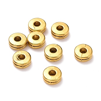 Tibetan Style Alloy Spacer Beads, Flat Round, Cadmium Free & Lead Free, Antique Golden, 6x2.5mm, Hole: 2mm