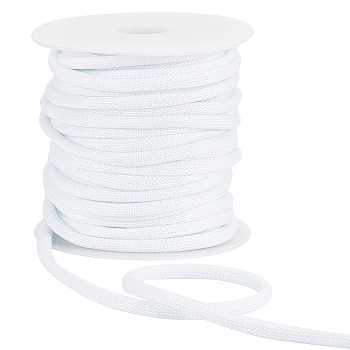 20 Yards Round Polyester Cords, with 1Pc Plastic Spool, for Garment Accessories, White, 6mm
