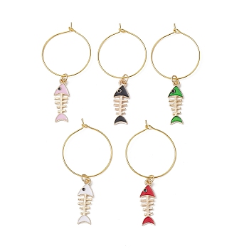 Alloy Enamel Wine Glass Charms, with Brass Wine Glass Charm Rings, Mixed Color, 54mm
