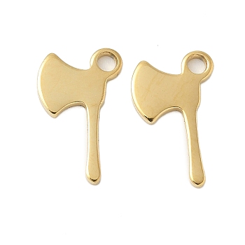 304 Stainless Steel Charms, Axe Charms, Real 14K Gold Plated, 12x7x1mm, Hole: 1.5mm