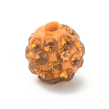 Rhinestone Pave Disco Ball Beads, Polymer Clay Rhinestone Beads, Round, Topaz, 8mm, Hole: 1.8mm