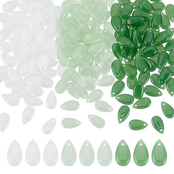 180Pcs 3 Colors Glass Pendants, Imitation Gemstone, Teardrop Charms, Mixed Color, 14x8x4~5mm, Hole: 1.2mm, 60pcs/color