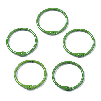 Spray Painted Iron Split Key Rings, Ring, Green, 30x4mm