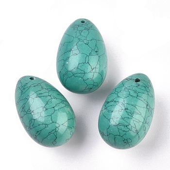 Synthetic Turquoise Pendants, Easter Egg Stone, 39.5x25x25mm, Hole: 2mm