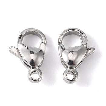 304 Stainless Steel Lobster Claw Clasps, Parrot Trigger Clasps, Stainless Steel Color, 13x8x4mm, Hole: 1.5mm