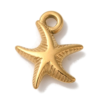 Ion Plating(IP) 304 Stainless Steel Pendants, Starfish Charm, Golden, 15.5x13.5x3.5mm, Hole: 2mm