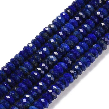 Natural Lapis Lazuli Beads Strands, Faceted, Rondelle, 4x2mm, Hole: 0.7mm, about 157pcs/strand, 15.55 inch(39.5cm)