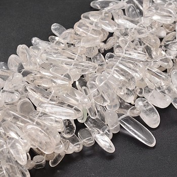 Natural Quartz Crystal Nuggets Beads Strands, Rock Crystal Beads, 8~30x5~12mm, Hole: 1mm, about 15.3 inch~15.7 inch