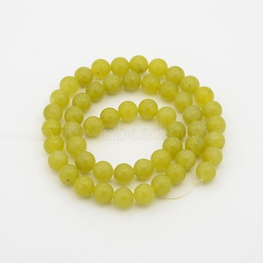 Natural Olive Jade Round Bead Strands(G-P070-32-10mm)-2