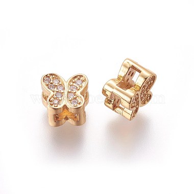 Golden Clear Butterfly Brass+Cubic Zirconia Slide Charms