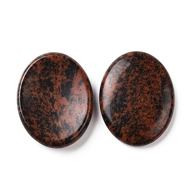 Oval Natural Mahogany Obsidian Thumb Worry Stone for Anxiety Therapy(G-P486-03A)-2