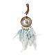 Natural Green Aventurine Chips Woven Net/Web with Feather Pendant Decoration(WICH-PW0001-39D)-1