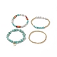 4 Stück Set mit 4 natürlichen und synthetischen gemischten Edelsteinsplittern und Heishi-Perlen-Stretch-Armbändern(BJEW-JB09922)-1